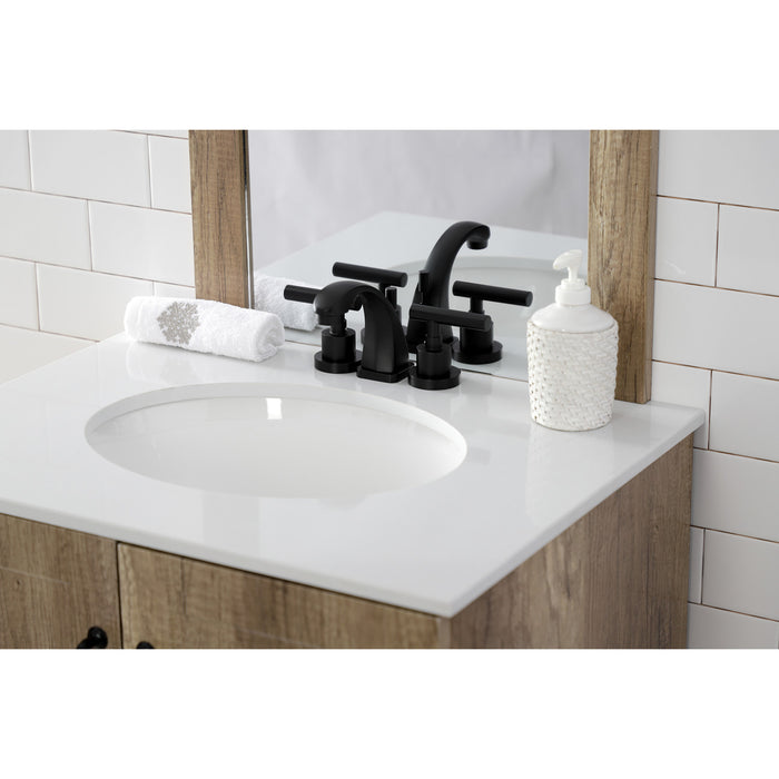 Kingston Tulare KS4940CML - Manhattan Two-Handle 3-Hole Deck Mount Widespread Bathroom Faucet with Brass Pop-Up, Matte Black