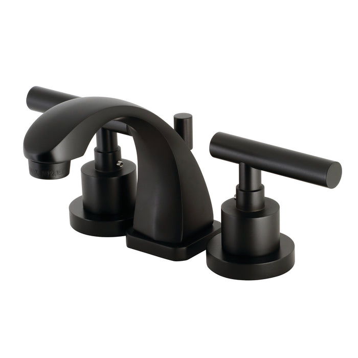 Kingston Tulare KS4940CML - Manhattan Two-Handle 3-Hole Deck Mount Widespread Bathroom Faucet with Brass Pop-Up, Matte Black