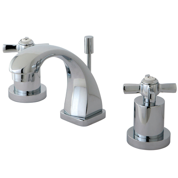 Kingston Tulare KS4941ZX - Millennium Two-Handle 3-Hole Deck Mount Widespread Bathroom Faucet with Brass Pop-Up, Polished Chrome
