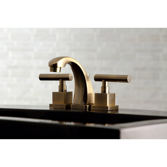 Claremont KS4943CQL Two-Handle 3-Hole Deck Mount Widespread Bathroom Faucet with Brass Pop-Up, Antique Brass