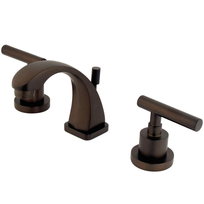 Kingston Tulare KS4945CML - Manhattan Two-Handle 3-Hole Deck Mount Widespread Bathroom Faucet with Brass Pop-Up, Oil Rubbed Bronze
