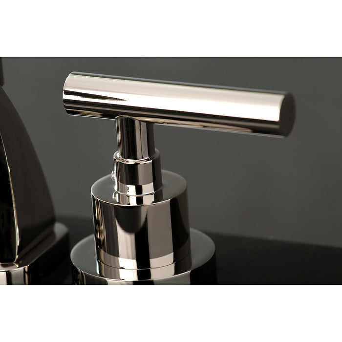 Kingston Tulare KS4946CML - Manhattan Two-Handle 3-Hole Deck Mount Widespread Bathroom Faucet with Brass Pop-Up, Polished Nickel