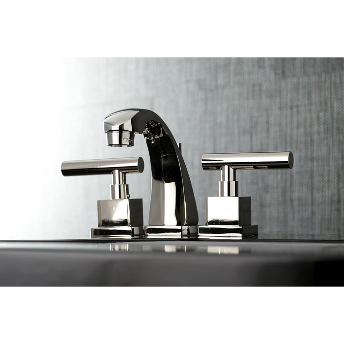 Kingston Sona KS4946CQL - Claremont Two-Handle 3-Hole Deck Mount Widespread Bathroom Faucet with Brass Pop-Up, Polished Nickel