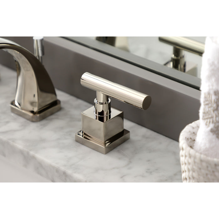 Kingston Sona KS4946CQL - Claremont Two-Handle 3-Hole Deck Mount Widespread Bathroom Faucet with Brass Pop-Up, Polished Nickel