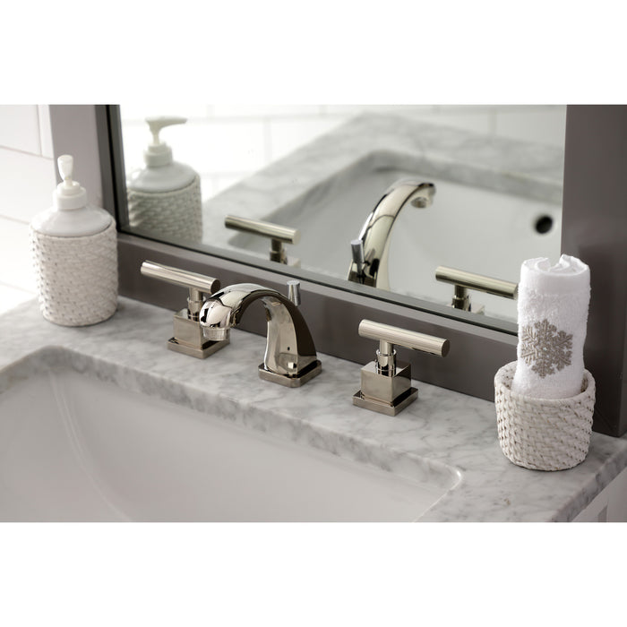 Kingston Sona KS4946CQL - Claremont Two-Handle 3-Hole Deck Mount Widespread Bathroom Faucet with Brass Pop-Up, Polished Nickel