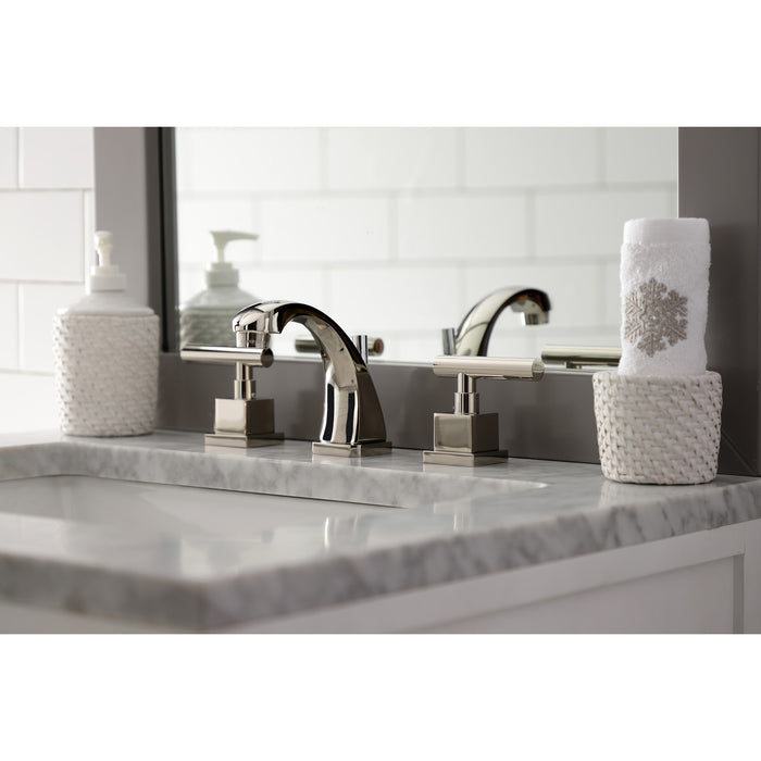 Kingston Sona KS4946CQL - Claremont Two-Handle 3-Hole Deck Mount Widespread Bathroom Faucet with Brass Pop-Up, Polished Nickel