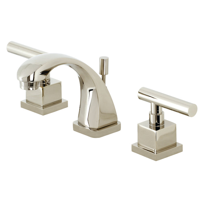 Kingston Sona KS4946CQL - Claremont Two-Handle 3-Hole Deck Mount Widespread Bathroom Faucet with Brass Pop-Up, Polished Nickel