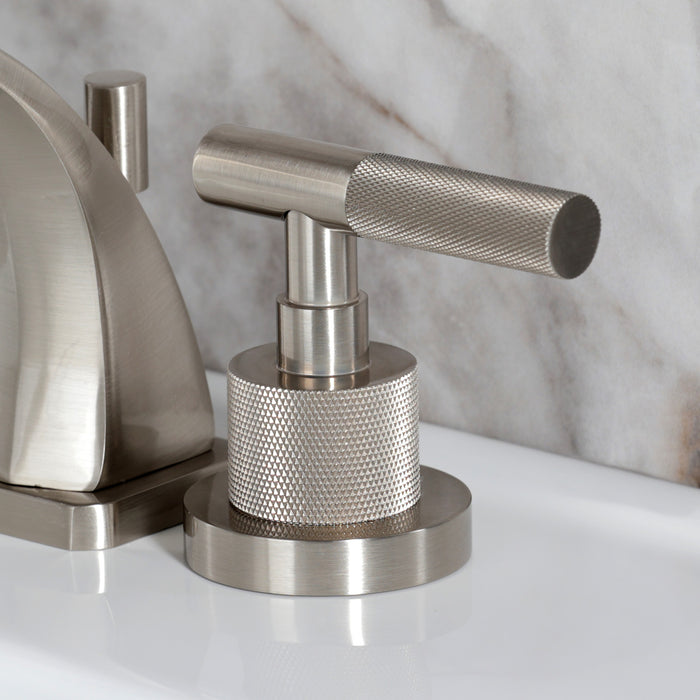 Kingston Sona KS4948KNL - Convergent Two-Handle 3-Hole Deck Mount Widespread Bathroom Faucet with Knurled Handle and Brass Pop-Up, Brushed Nickel