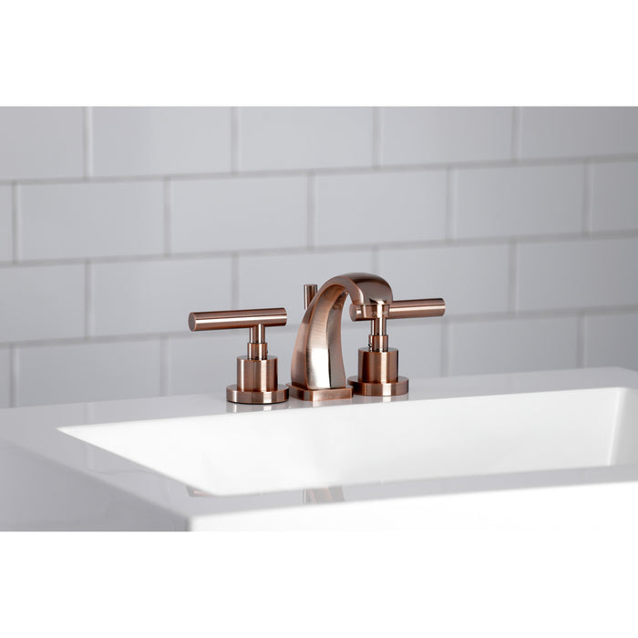 Kingston Tulare KS494CMLAC - Manhattan Two-Handle 3-Hole Deck Mount Widespread Bathroom Faucet with Brass Pop-Up, Antique Copper