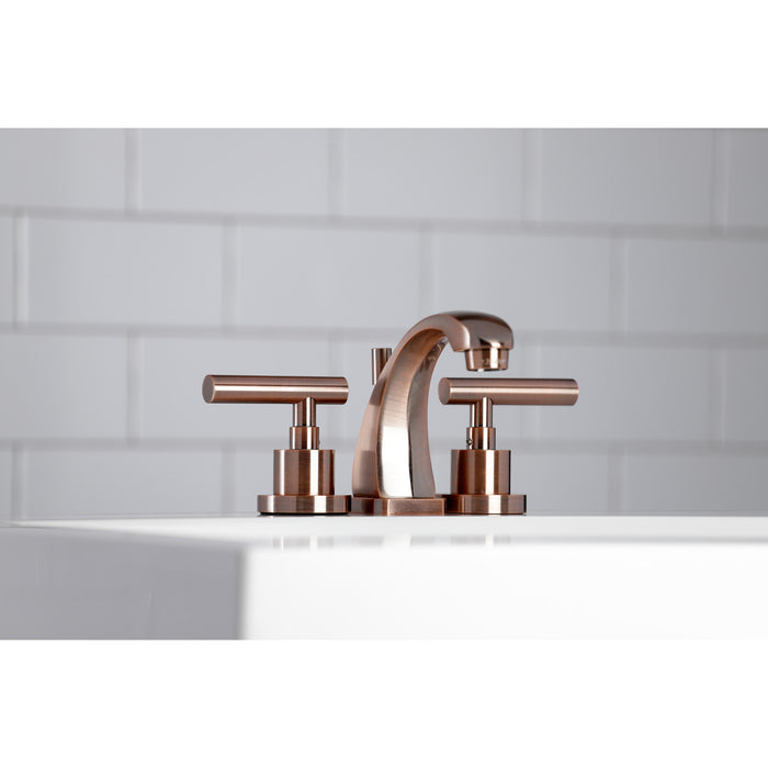 Kingston Tulare KS494CMLAC - Manhattan Two-Handle 3-Hole Deck Mount Widespread Bathroom Faucet with Brass Pop-Up, Antique Copper
