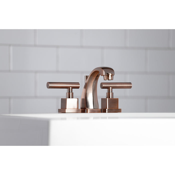 Kingston Sona KS494CQLAC - Claremont Two-Handle 3-Hole Deck Mount Widespread Bathroom Faucet with Brass Pop-Up, Antique Copper
