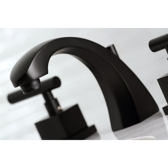 Kingston Sona KS4980CQL - Claremont Two-Handle 3-Hole Deck Mount Widespread Bathroom Faucet with Brass Pop-Up, Matte Black