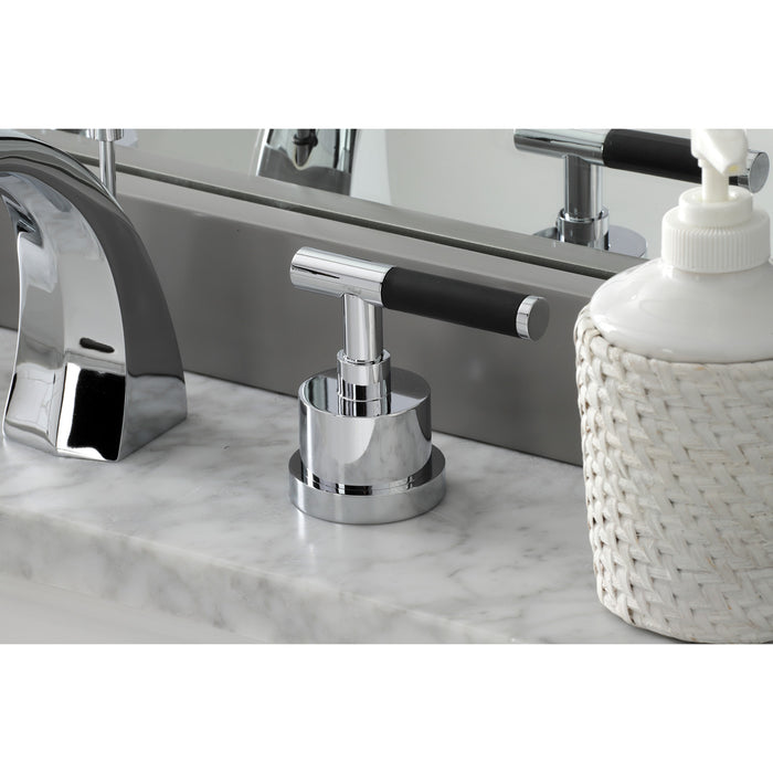 Kingston Sona KS4981CKL - Kaiser Two-Handle 3-Hole Deck Mount Widespread Bathroom Faucet with Brass Pop-Up, Polished Chrome