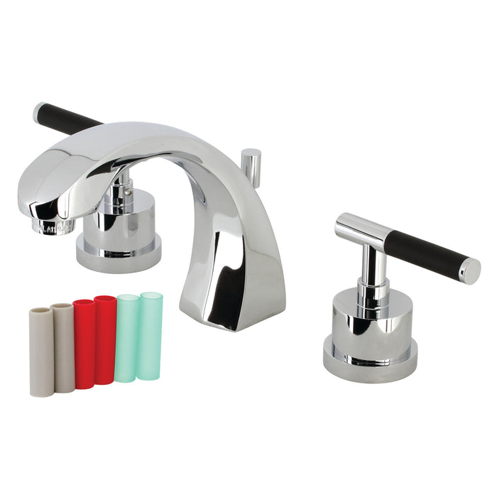 Kingston Sona KS4981CKL - Kaiser Two-Handle 3-Hole Deck Mount Widespread Bathroom Faucet with Brass Pop-Up, Polished Chrome