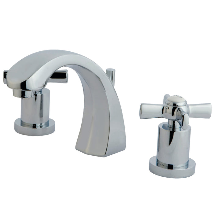 Kingston Tulare KS4981ZX - Millennium Two-Handle 3-Hole Deck Mount Widespread Bathroom Faucet with Brass Pop-Up, Polished Chrome