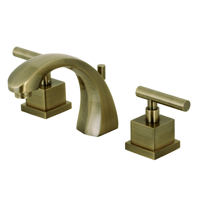 Kingston Sona KS4983CQL - Claremont Two-Handle 3-Hole Deck Mount Widespread Bathroom Faucet with Brass Pop-Up, Antique Brass
