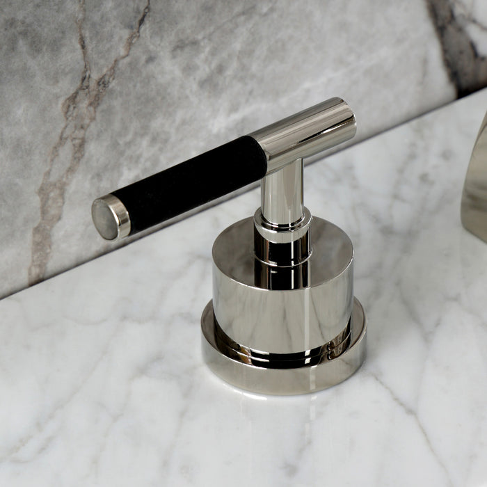 Kingston Sona KS4986CKL - Kaiser Two-Handle 3-Hole Deck Mount Widespread Bathroom Faucet with Brass Pop-Up, Polished Nickel