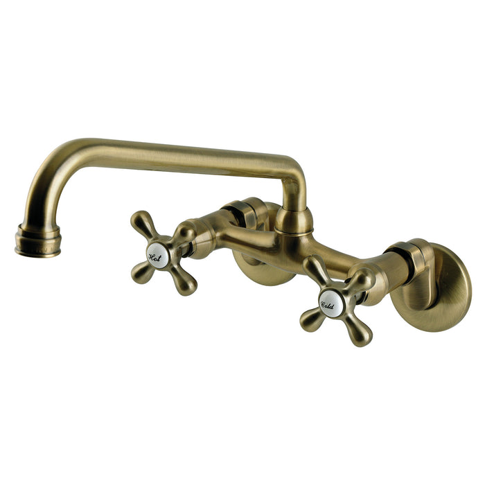 Kingston Kingston KS500AB Two-Handle 2-Hole Wall Mount Kitchen Faucet, Antique Brass