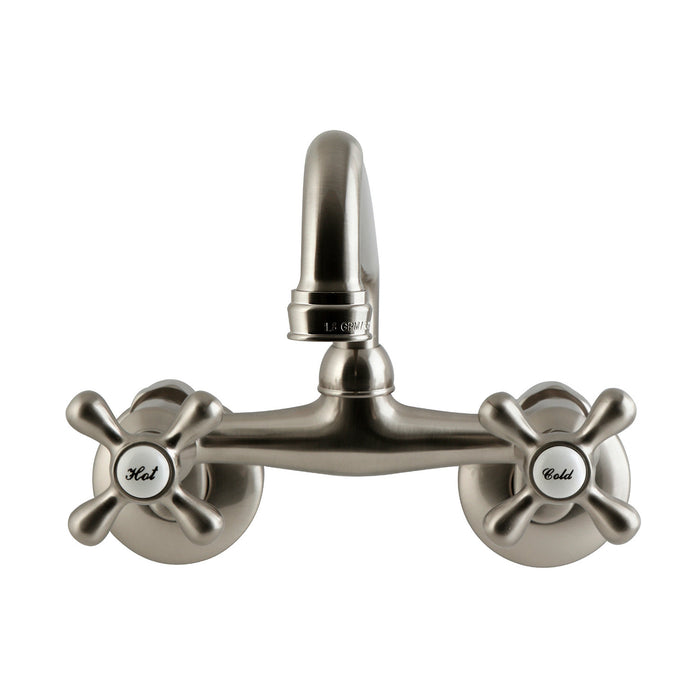 Kingston Kingston KS500SN Two-Handle 2-Hole Wall Mount Kitchen Faucet, Brushed Nickel