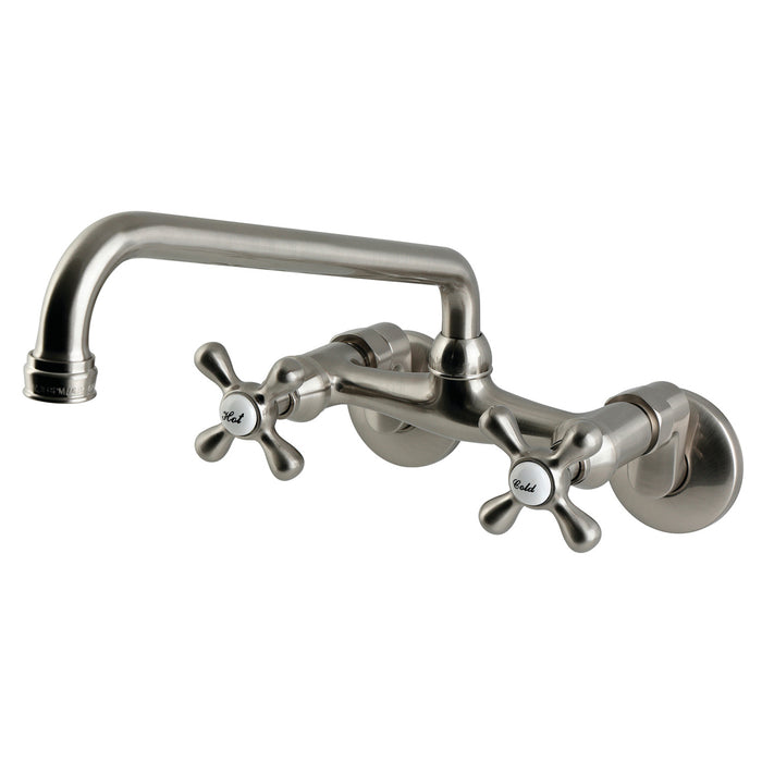 Kingston Kingston KS500SN Two-Handle 2-Hole Wall Mount Kitchen Faucet, Brushed Nickel