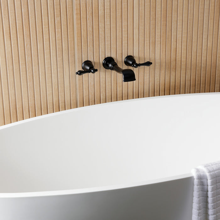 Kingston Heirloom KS5020ALTwo-Handle 3-Hole Wall Mount Roman Tub Faucet, Matte Black