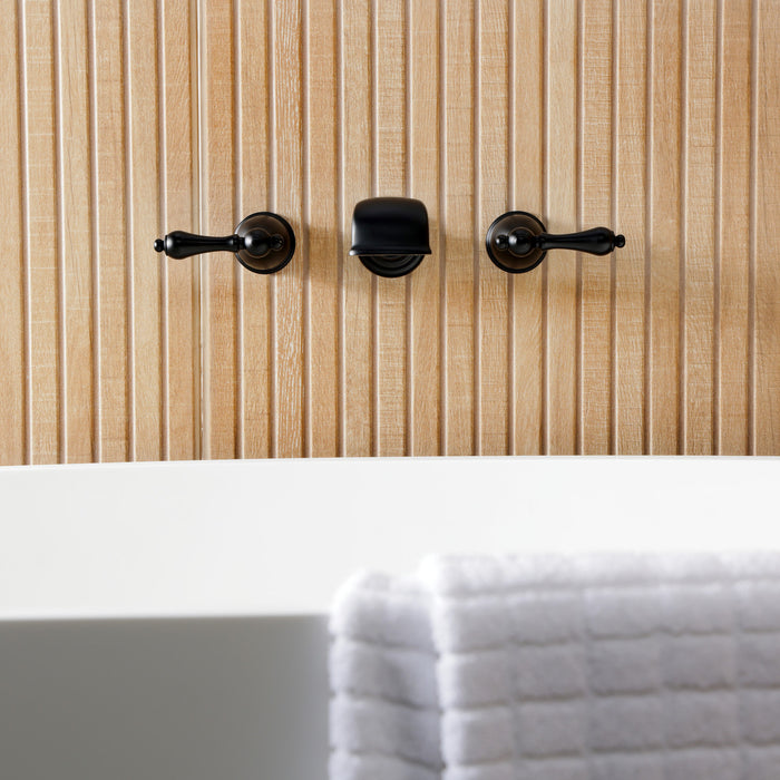 Kingston Heirloom KS5020ALTwo-Handle 3-Hole Wall Mount Roman Tub Faucet, Matte Black
