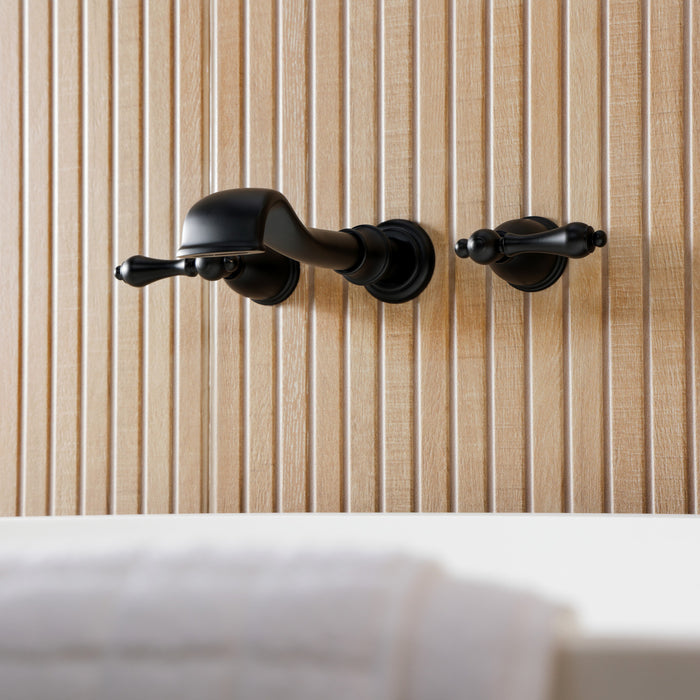 Kingston Heirloom KS5020ALTwo-Handle 3-Hole Wall Mount Roman Tub Faucet, Matte Black