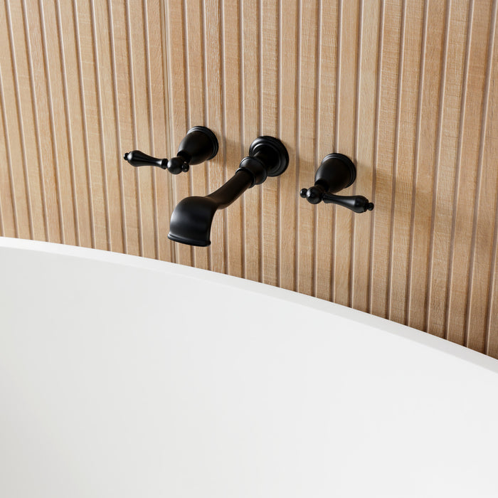 Kingston Heirloom KS5020ALTwo-Handle 3-Hole Wall Mount Roman Tub Faucet, Matte Black