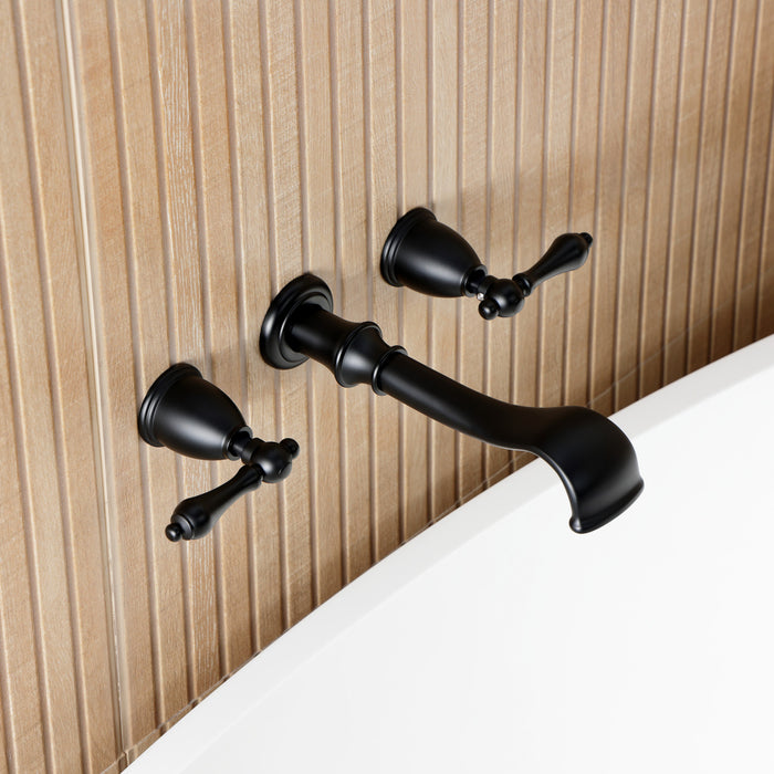 Kingston Heirloom KS5020ALTwo-Handle 3-Hole Wall Mount Roman Tub Faucet, Matte Black