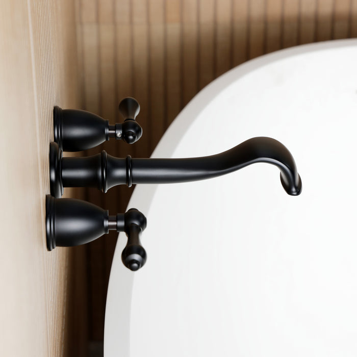 Kingston Heirloom KS5020ALTwo-Handle 3-Hole Wall Mount Roman Tub Faucet, Matte Black