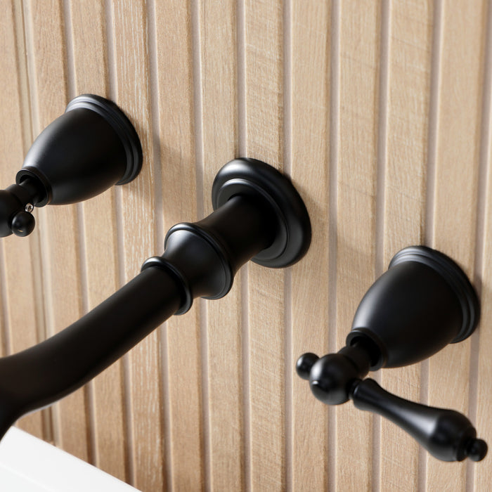 Kingston Heirloom KS5020ALTwo-Handle 3-Hole Wall Mount Roman Tub Faucet, Matte Black