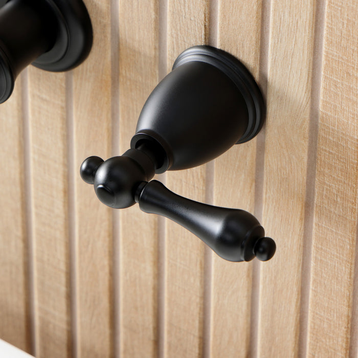 Kingston Heirloom KS5020ALTwo-Handle 3-Hole Wall Mount Roman Tub Faucet, Matte Black