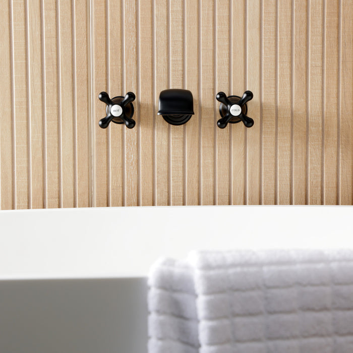 Kingston Heirloom KS5020AXTwo-Handle 3-Hole Wall Mount Roman Tub Faucet, Matte Black