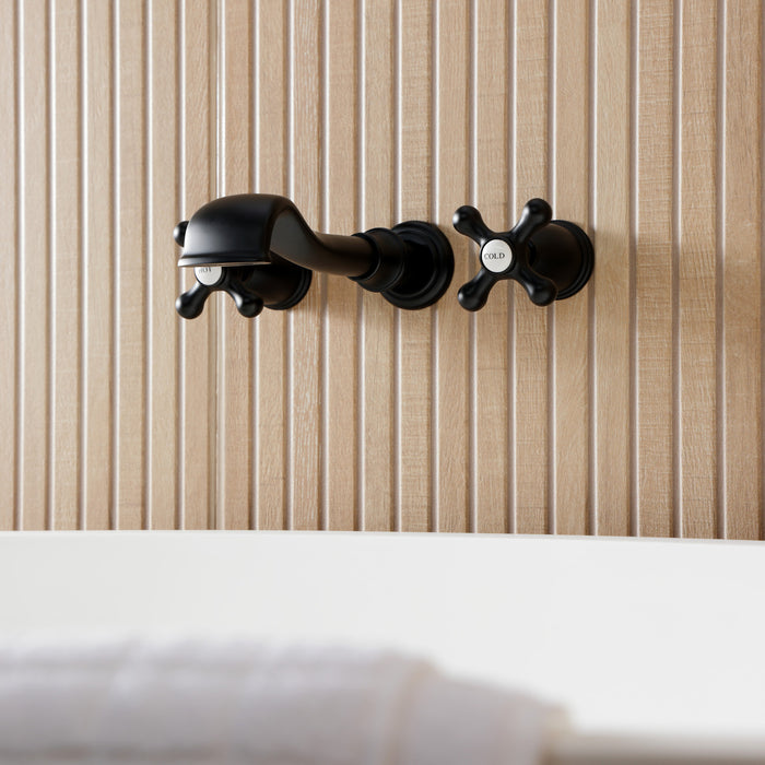 Kingston Heirloom KS5020AX Two-Handle 3-Hole Wall Mount Tub Faucet, Matte Black