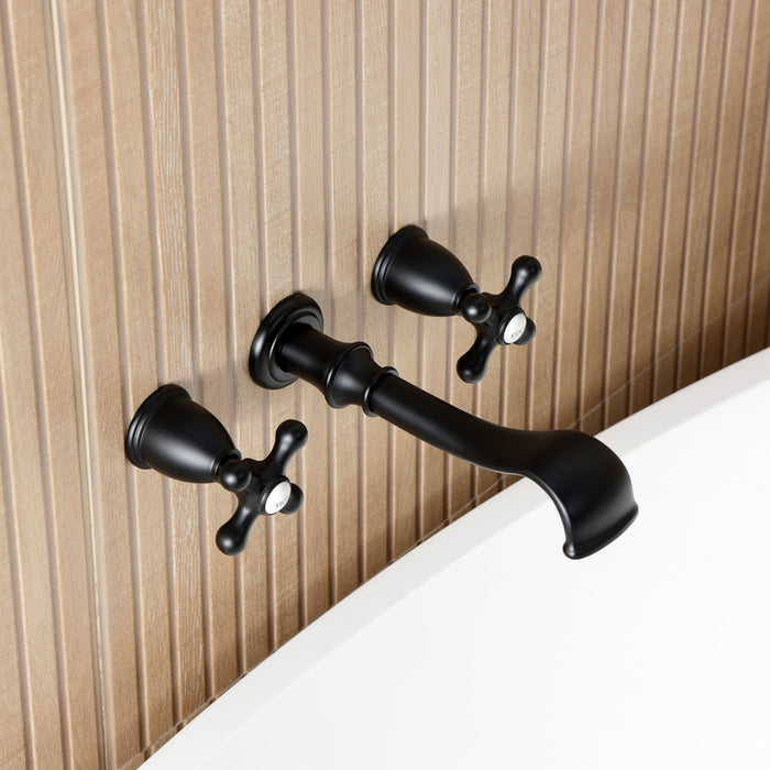 Kingston Heirloom KS5020AXTwo-Handle 3-Hole Wall Mount Roman Tub Faucet, Matte Black