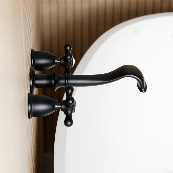 Kingston Heirloom KS5020AX Two-Handle 3-Hole Wall Mount Tub Faucet, Matte Black