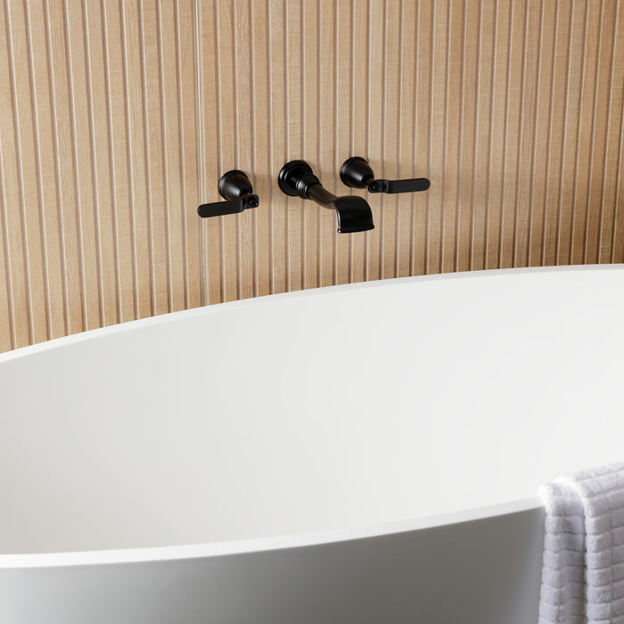 Kingston Tulare KS5020KL - Hallerbos Two-Handle 3-Hole Wall Mount Roman Tub Faucet, Matte Black