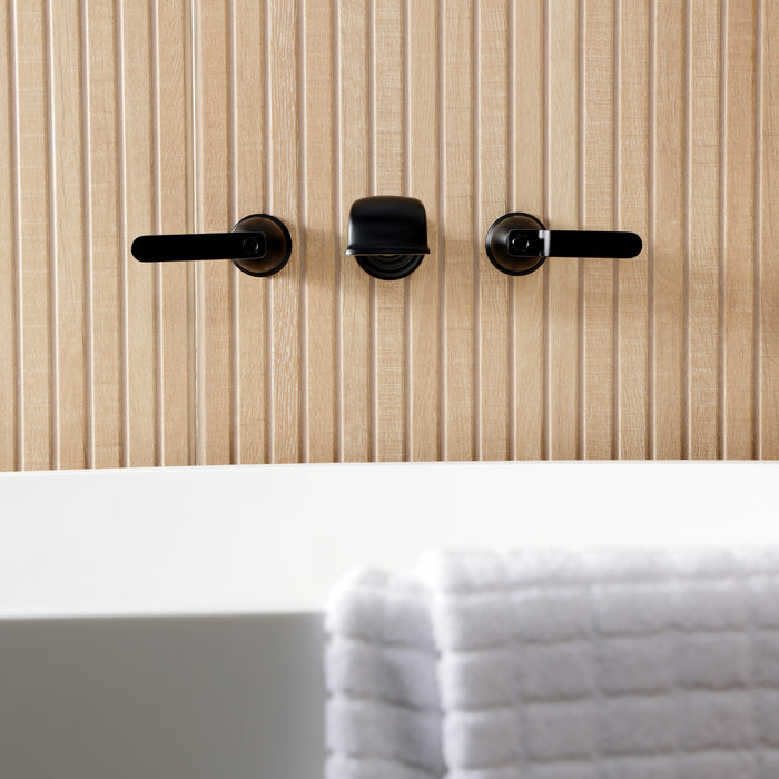 Kingston Tulare KS5020KL - Hallerbos Two-Handle 3-Hole Wall Mount Roman Tub Faucet, Matte Black