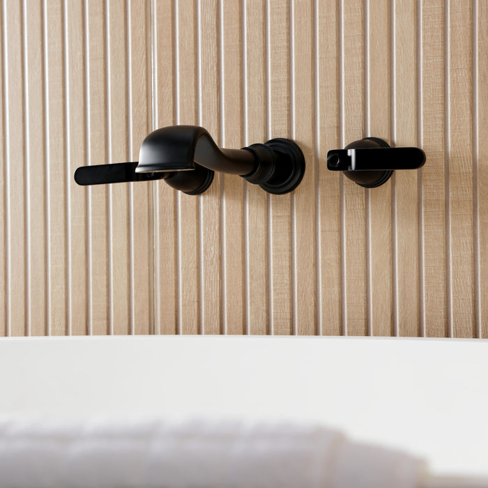 Kingston Tulare KS5020KL - Hallerbos Two-Handle 3-Hole Wall Mount Roman Tub Faucet, Matte Black