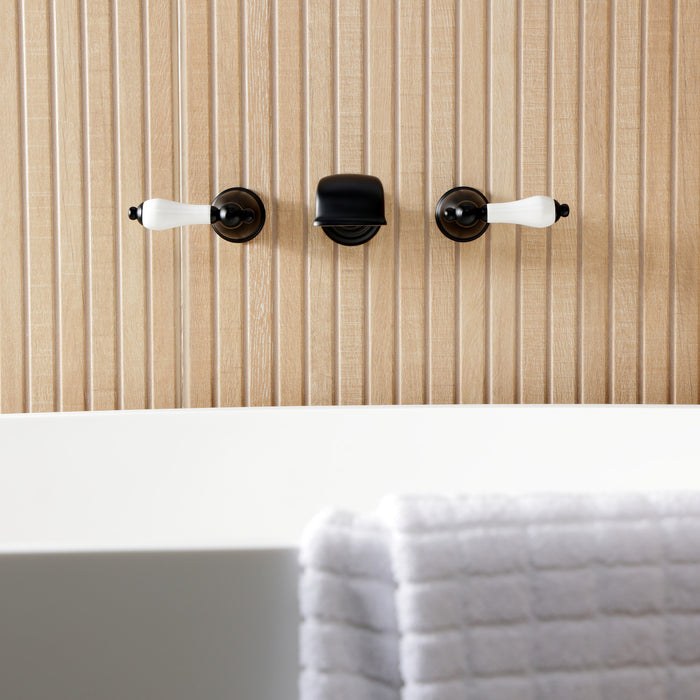 Kingston Heirloom KS5020PLTwo-Handle 3-Hole Wall Mount Roman Tub Faucet, Matte Black
