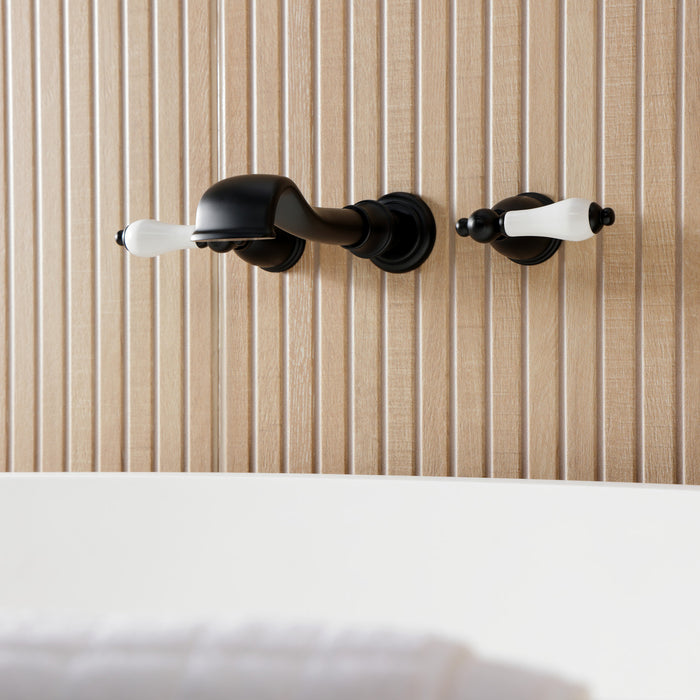 Kingston Heirloom KS5020PLTwo-Handle 3-Hole Wall Mount Roman Tub Faucet, Matte Black