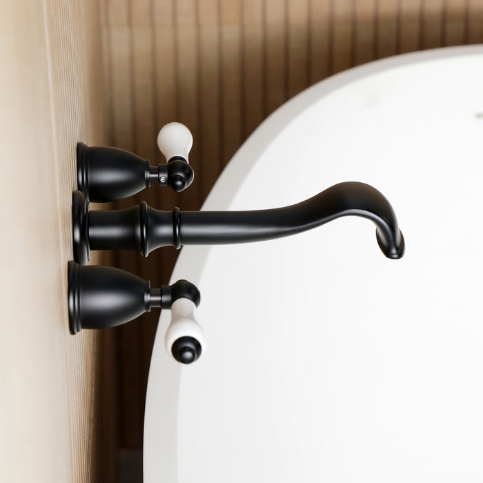 Kingston Heirloom KS5020PLTwo-Handle 3-Hole Wall Mount Roman Tub Faucet, Matte Black