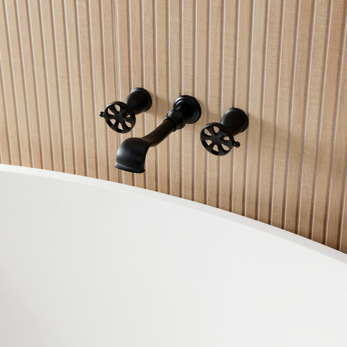 Kingston Tulare KS5020RX - Belknap Two-Handle 3-Hole Wall Mount Roman Tub Faucet, Matte Black