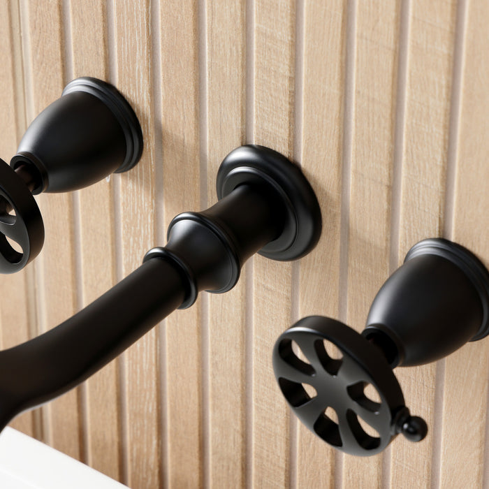 Kingston Tulare KS5020RX - Belknap Two-Handle 3-Hole Wall Mount Roman Tub Faucet, Matte Black