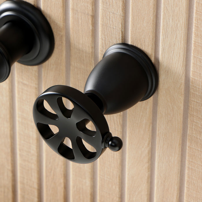 Kingston Tulare KS5020RX - Belknap Two-Handle 3-Hole Wall Mount Roman Tub Faucet, Matte Black