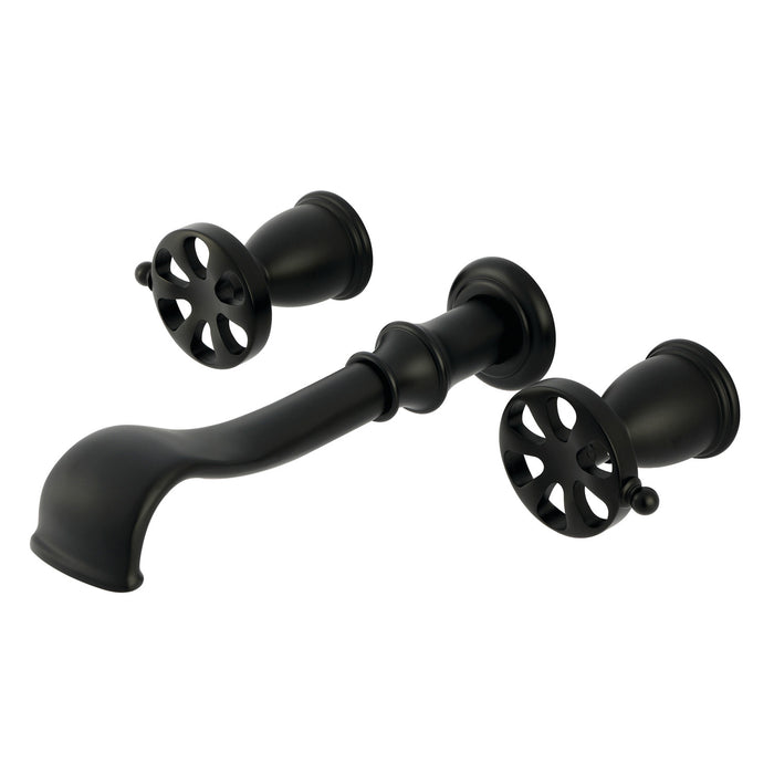 Kingston Tulare KS5020RX - Belknap Two-Handle 3-Hole Wall Mount Roman Tub Faucet, Matte Black