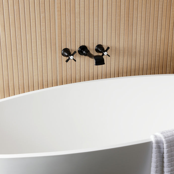 Kingston Tulare KS5020ZX - Millennium Two-Handle 3-Hole Wall Mount Tub Faucet, Matte Black