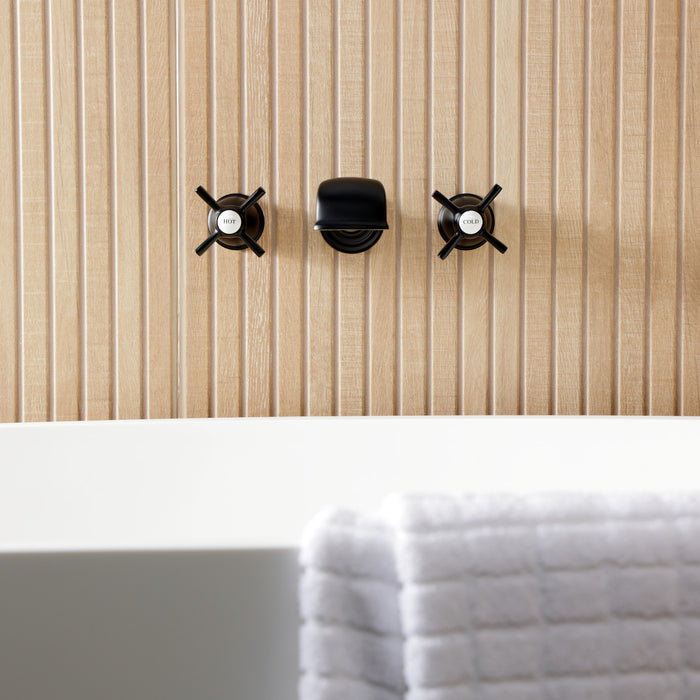 Kingston Tulare KS5020ZX - Millennium Two-Handle 3-Hole Wall Mount Roman Tub Faucet, Matte Black