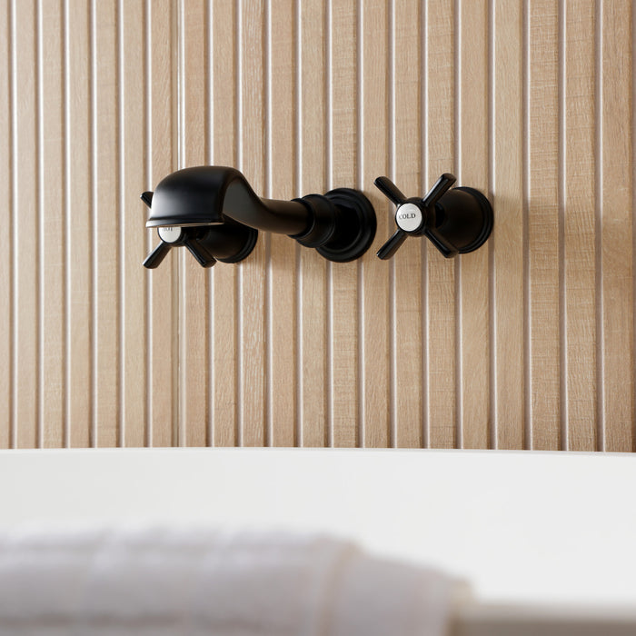 Kingston Tulare KS5020ZX - Millennium Two-Handle 3-Hole Wall Mount Roman Tub Faucet, Matte Black