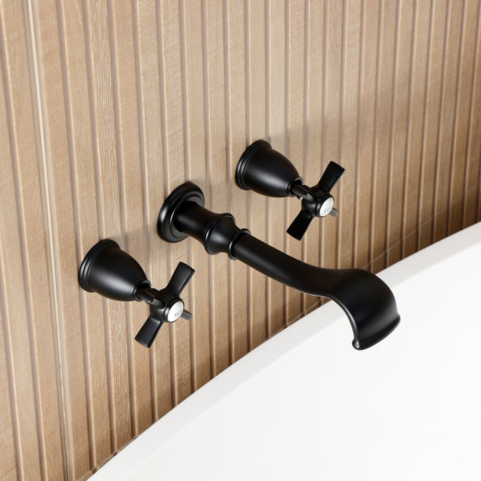 Kingston Tulare KS5020ZX - Millennium Two-Handle 3-Hole Wall Mount Roman Tub Faucet, Matte Black